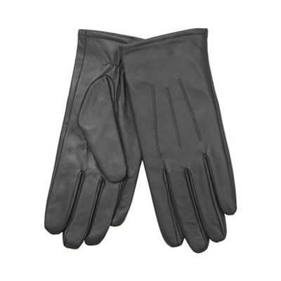 Three point detail leather glove in grey